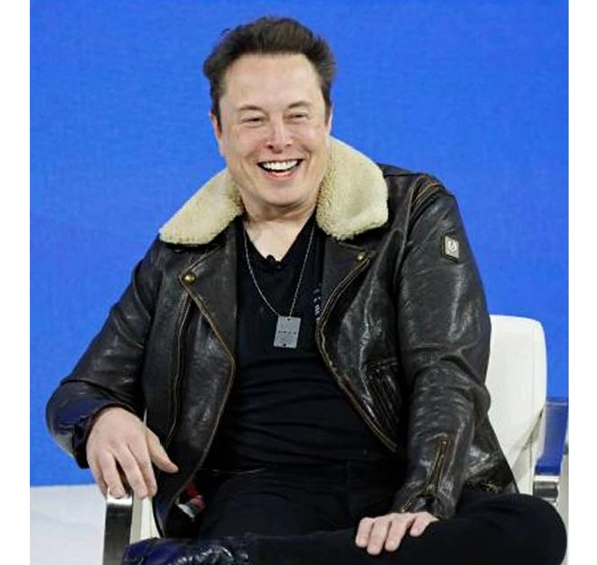 2023-NY-Times-Conference-Elon-Musk-Shearling-Black-Leather-Jacket