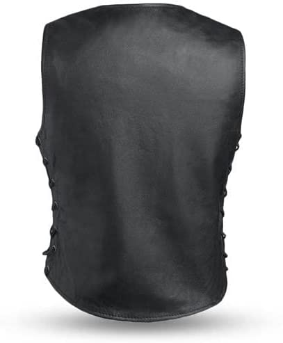 Leather Vest For Women with Side Laces, Black