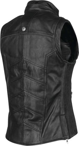 Hells Belles Womens Leather Vest, Black Zing Apparel