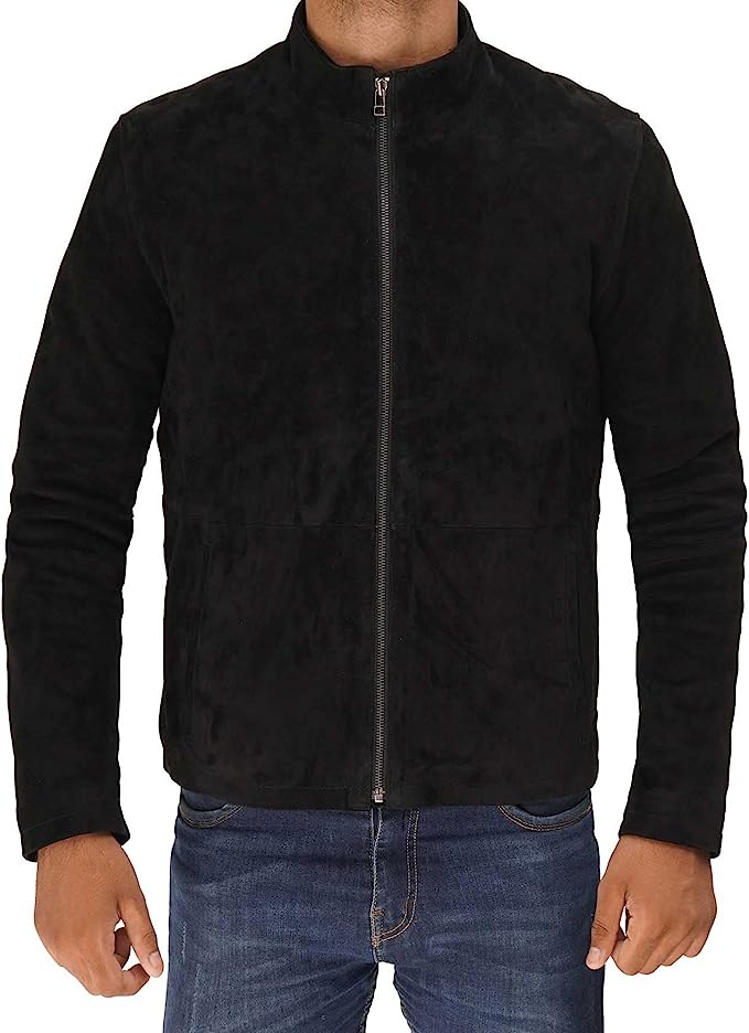 Men Black Suede Leather Jacket