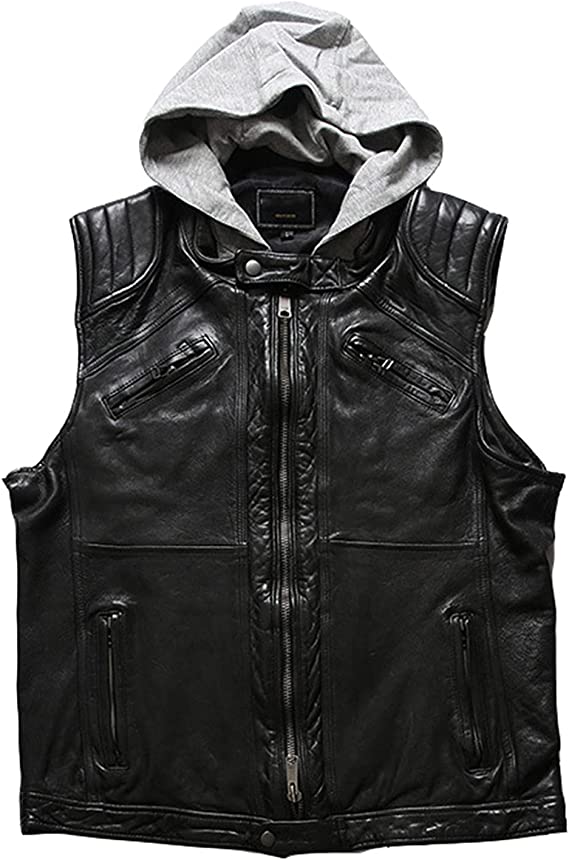 Japanese Retro Leather Vest Men Black
