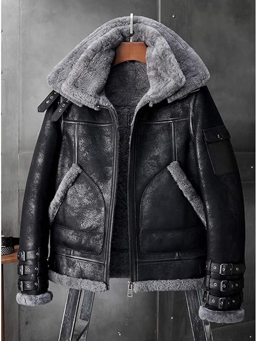 Black Shearling Leather Coat For Men - Best For Winter
