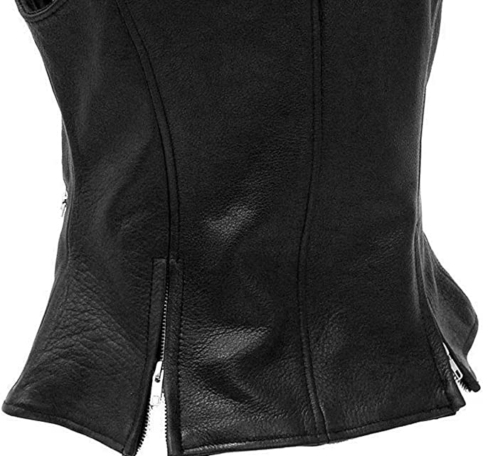Genuine Lambskin Leather Vest For Women, Black Zing Apparel