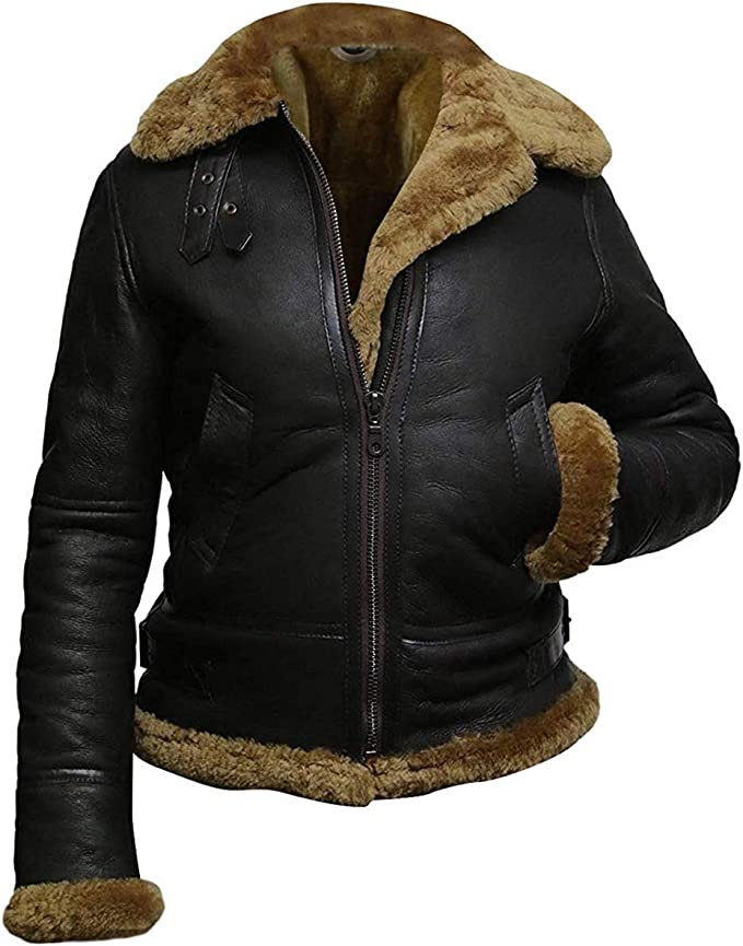 B3, WW2 Aviator Flying Shearling Jacket Women Zing Apparel