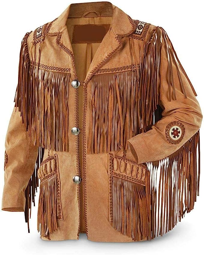 Cowboy Western Fringe Suede Jacket, Brown