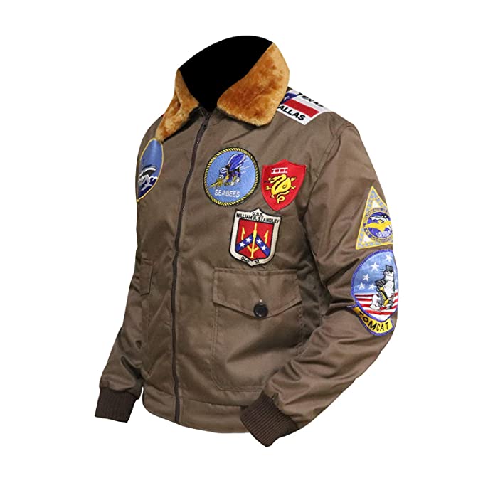 Tom Cruise Jet Fighter Men Brown Bomber Jacket