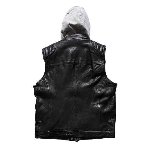 Japanese Retro Leather Vest Men Black