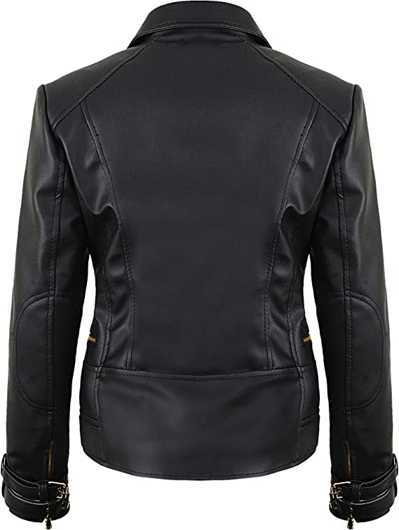 Leather Biker Jacket Women PA218090, Black Zing Apparel
