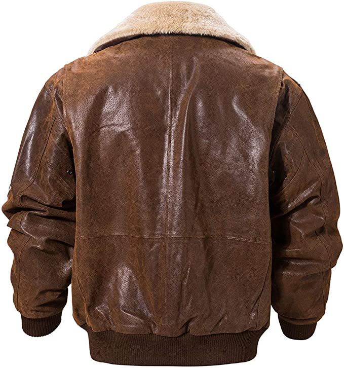 Wool Shearling Jacket Men For Winter, Fur Collar