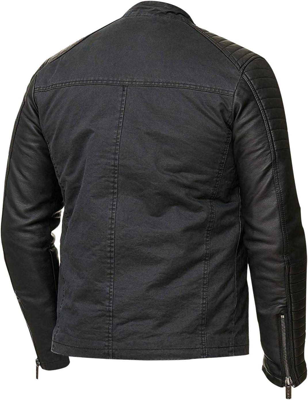 Casual Cotton PU Leather Biker Quilted Jacket Zing Apparel