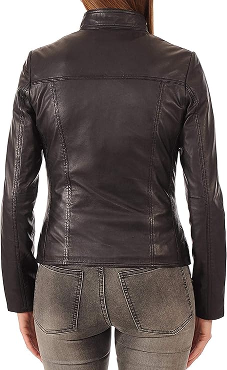 ROXA Trendy Women's Zip Up Genuine Biker Jacket