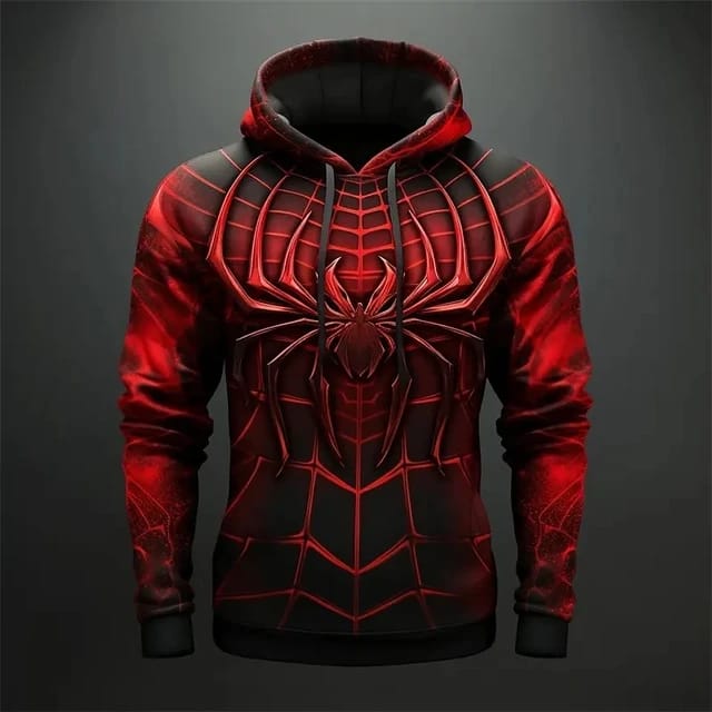 Vintage men's sweatshirt 3D spider print hoodie