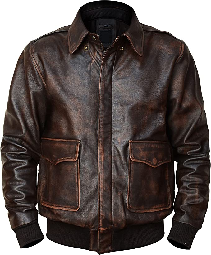brown leather aviator jacket