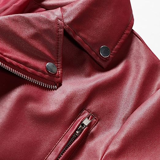Modern Slim Leather Biker Men, Red Zing Apparel
