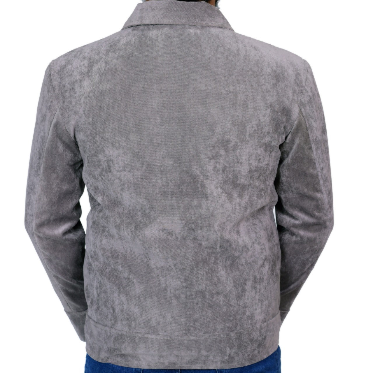 Grey Classic Suede Jacket Men