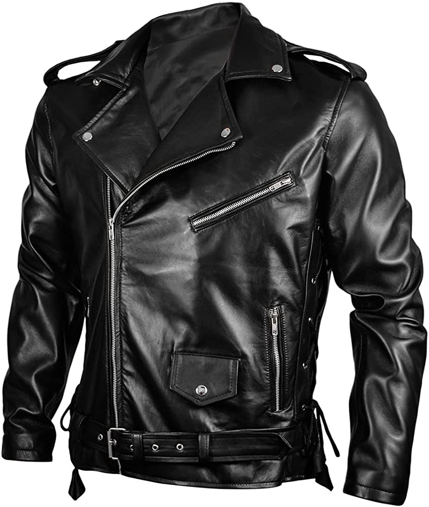 Black Brando Style Leather Jacket