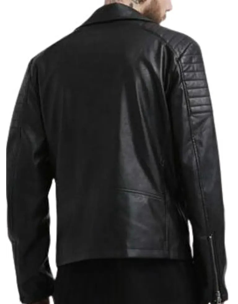 Adam Levine Black Leather Biker Jacket