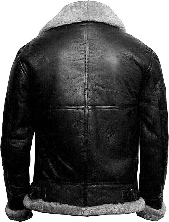 B- Best Black Leather Shearling Jacket For Men