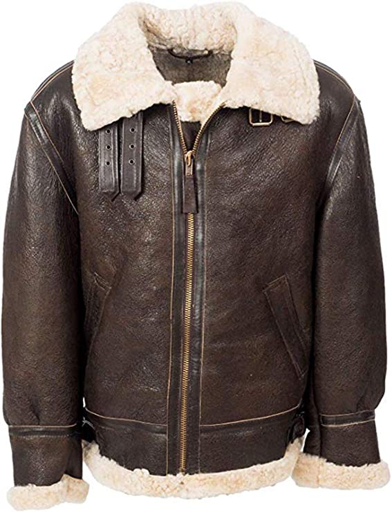 B3 Sheepskin Brown Shearling Jacket For Men