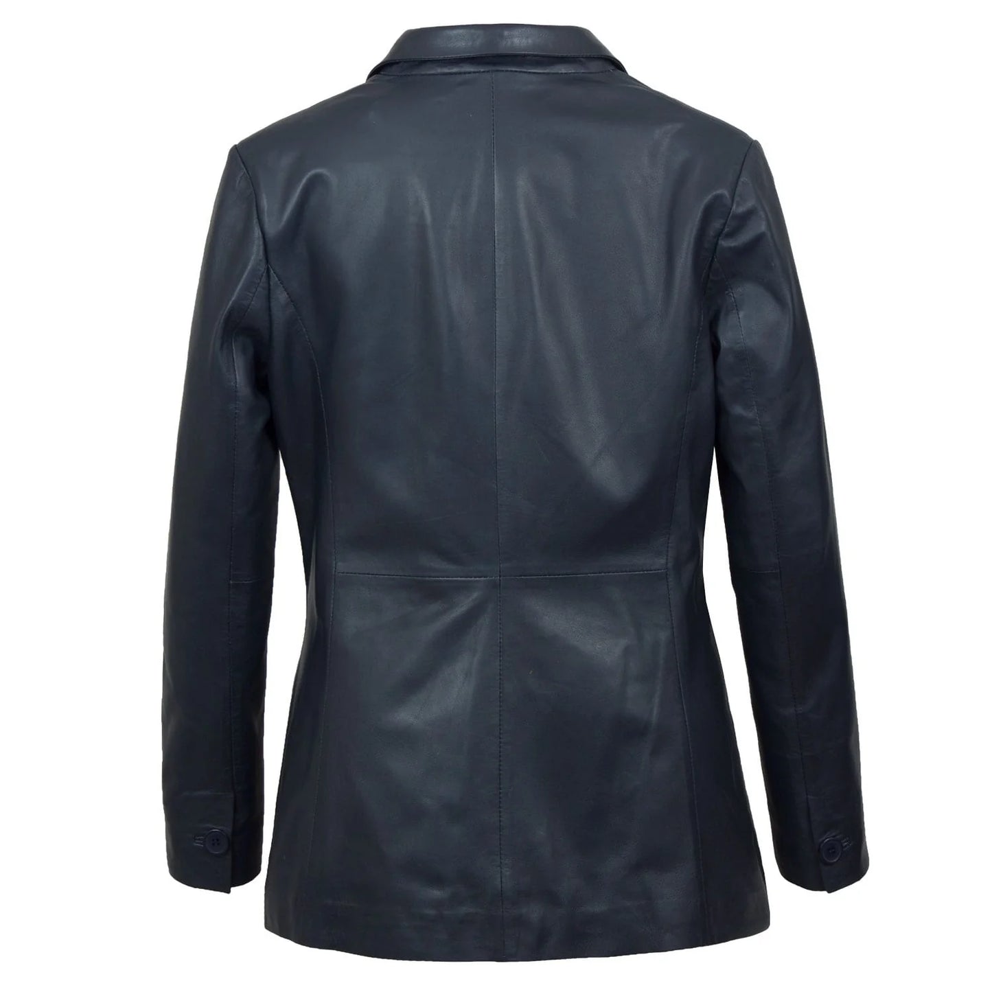 Stylish Fitted Leather Blazer Women Blue