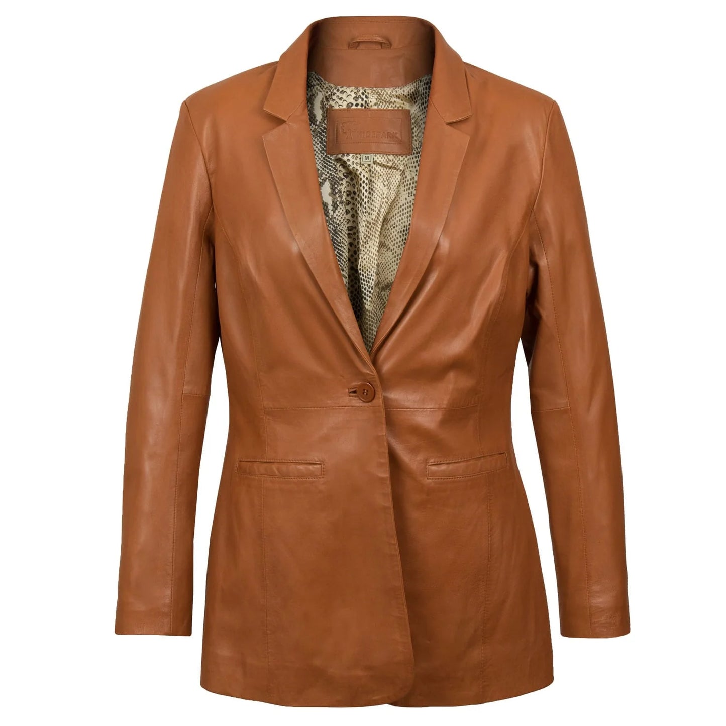 Stylish Fitted Leather Blazer Women Blue