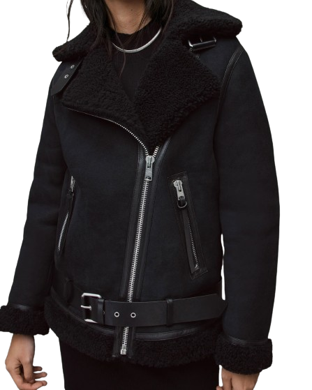 Black Leather Shearling For Women - Maya Stern Fool Me Once