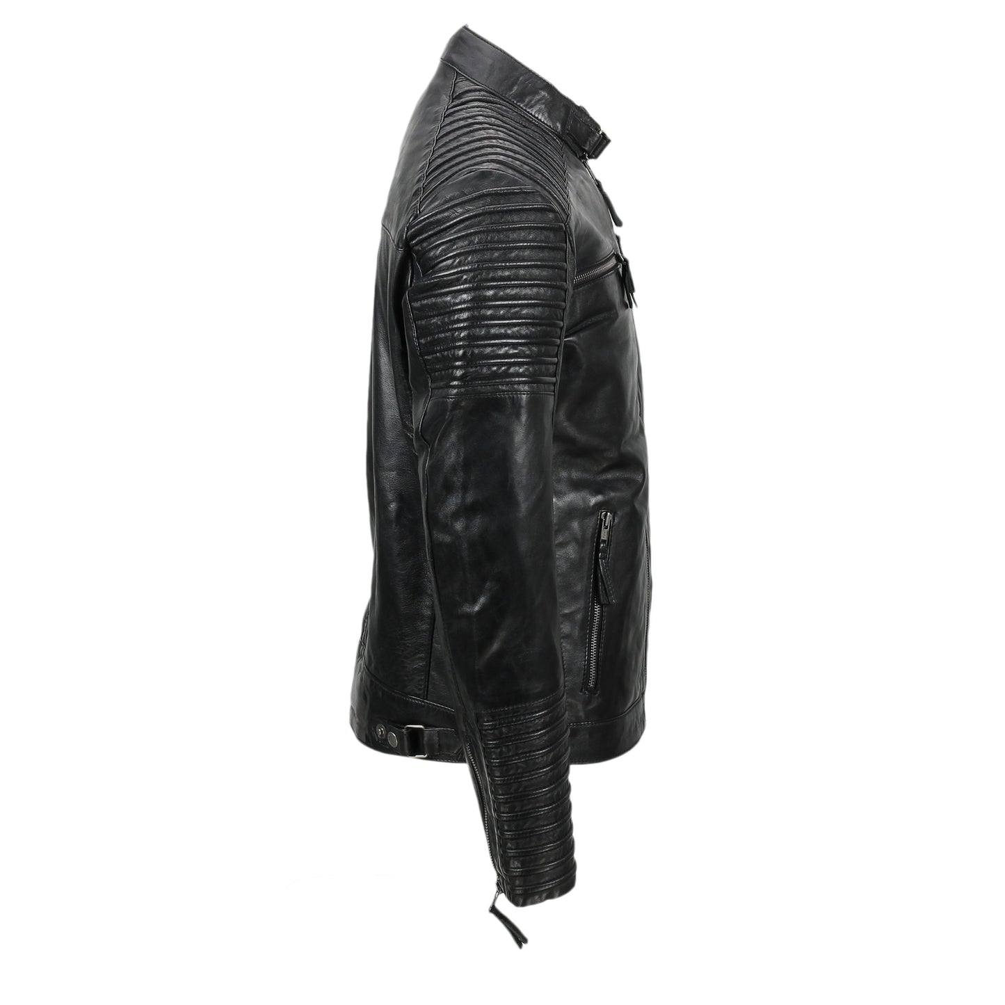 Buy Mens Fraser Black Biker Leather Jacket