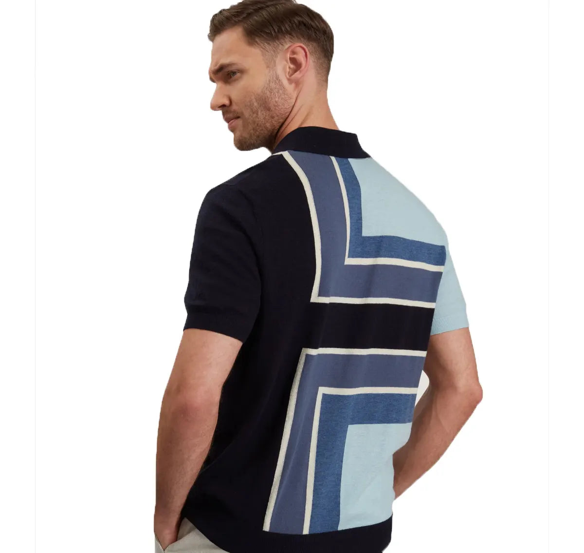 Colour Block Merino Polo Shirt