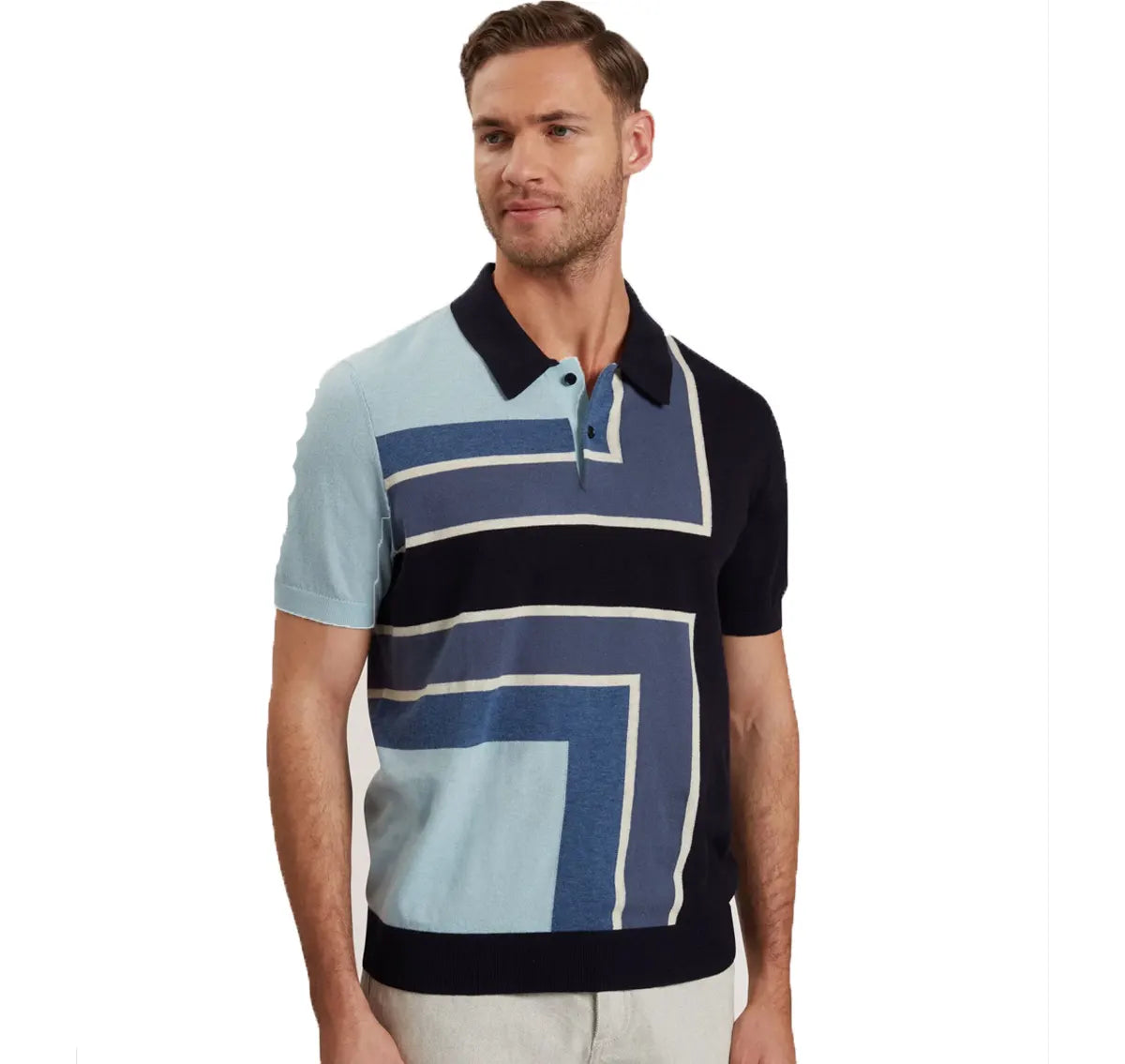 Colour Block Merino Polo Shirt