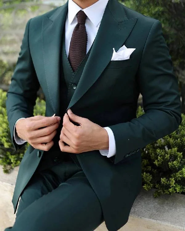 Men Tuxedo Dark Green Two Piece Suit