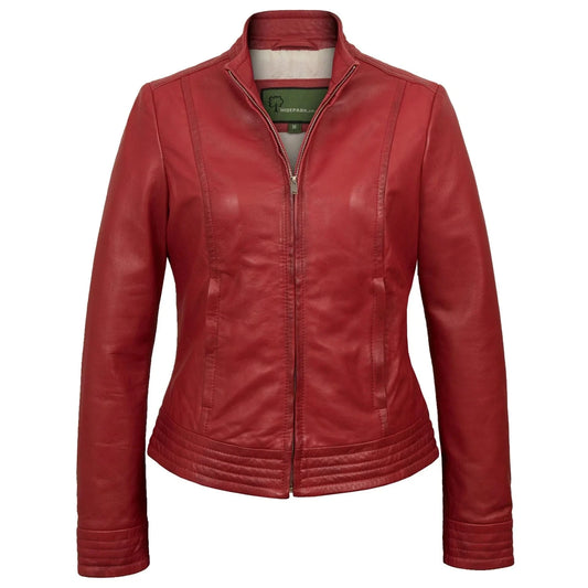 Women Biker Jacket, Leather Jacket Red Zing Apparel