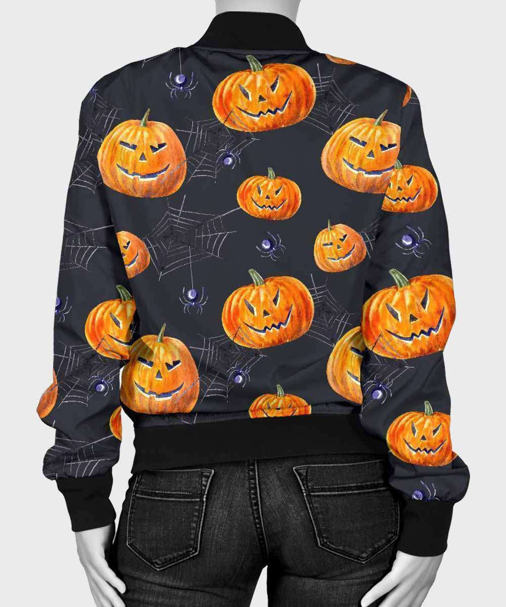 Pumpkin Printed Bomber Jacket For Men Zing Apparel
