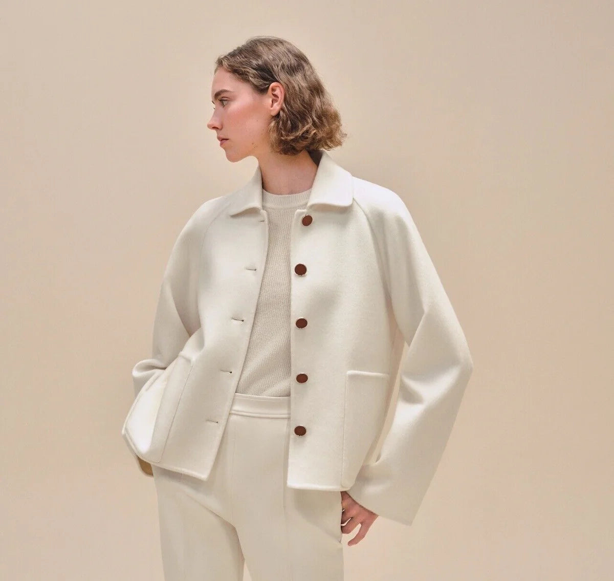 新品 HERMES cashmere blouson 46 Jacket Cashmere bomber jacket with leather detail | Hermès Macau SAR