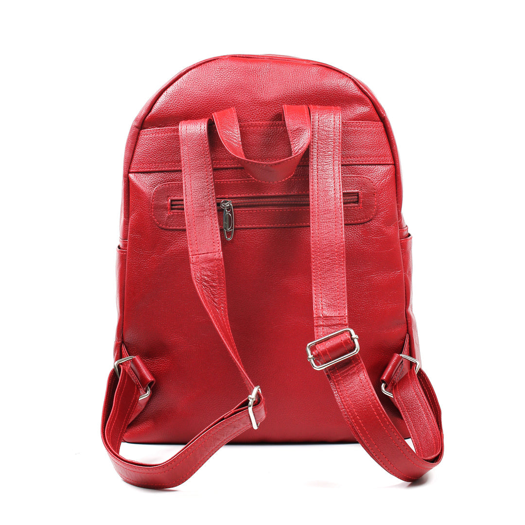 Premium Leather Office Backpack, Bright Red