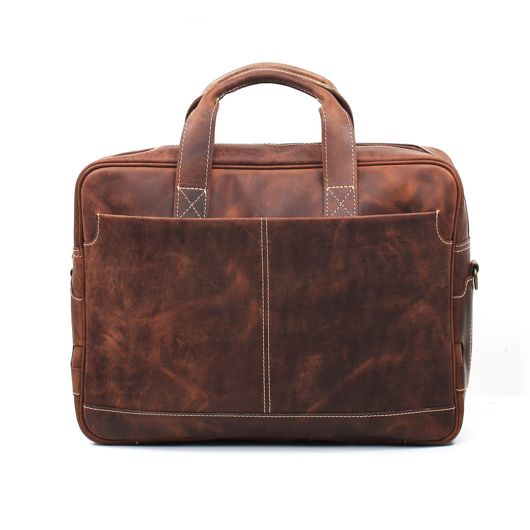 Vintage Leather Laptop Bag, Brown Zing Apparel