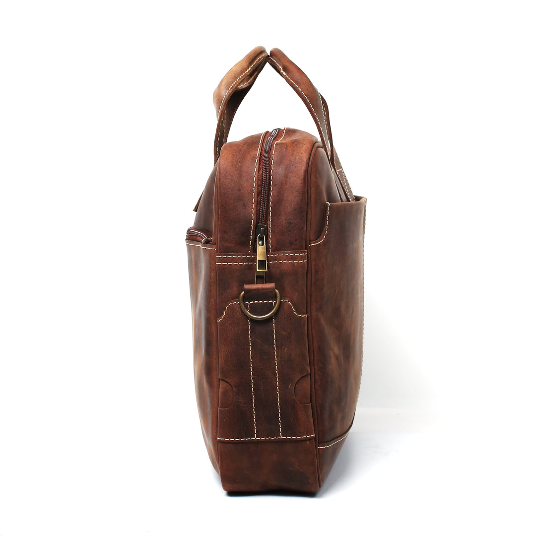 Vintage Leather Laptop Bag, Brown Zing Apparel