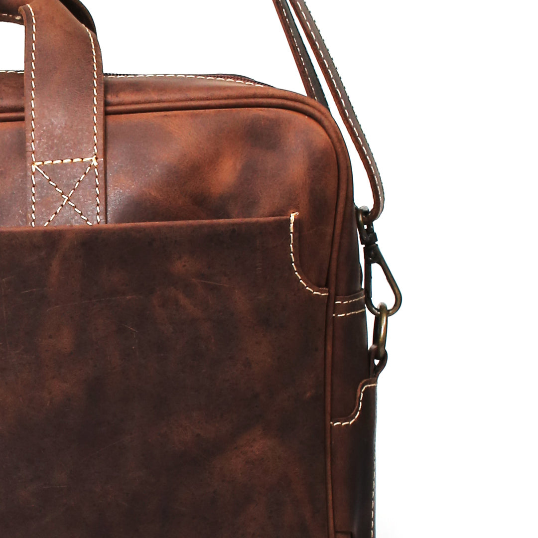 Vintage Leather Laptop Bag, Brown Zing Apparel