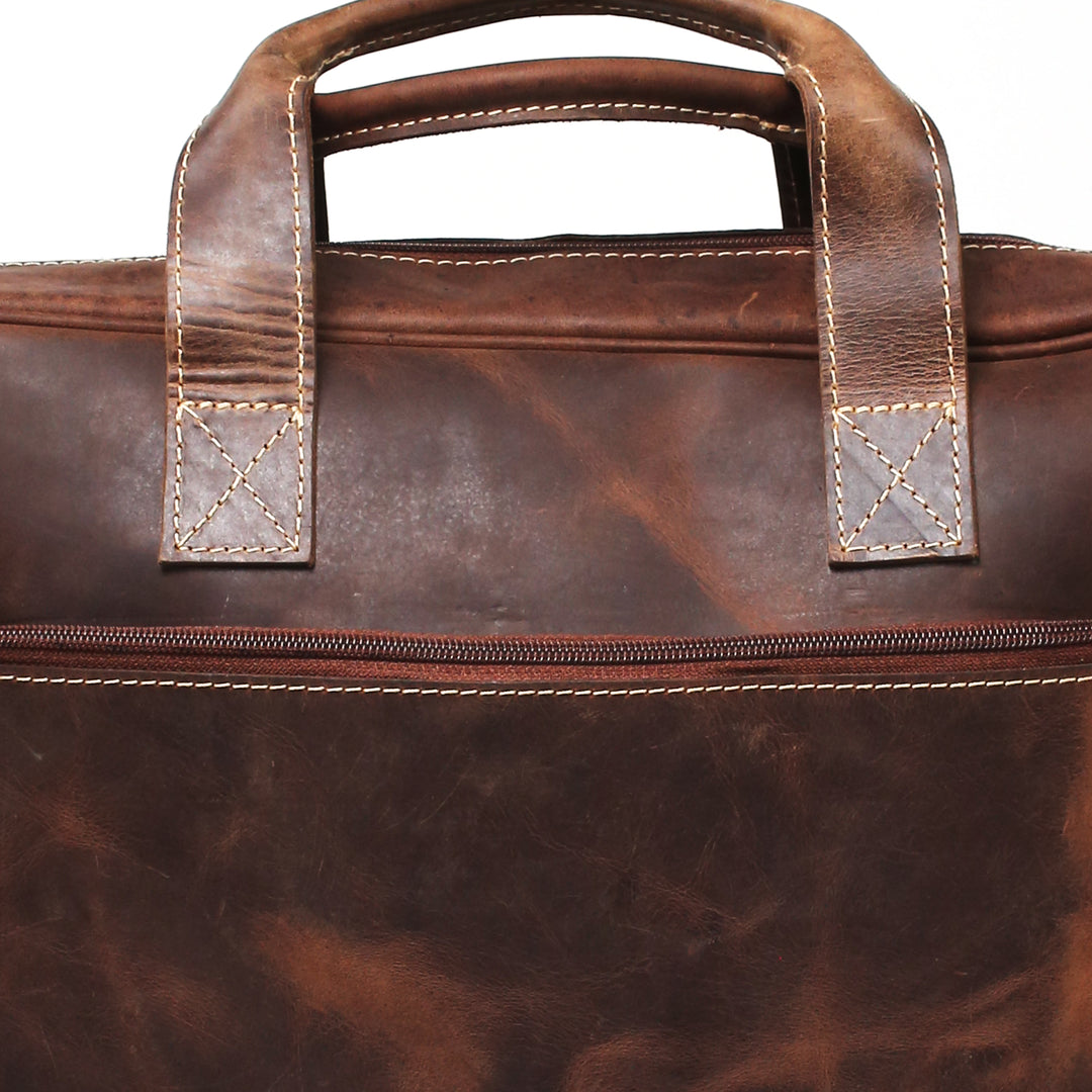 Vintage Leather Laptop Bag, Brown Zing Apparel