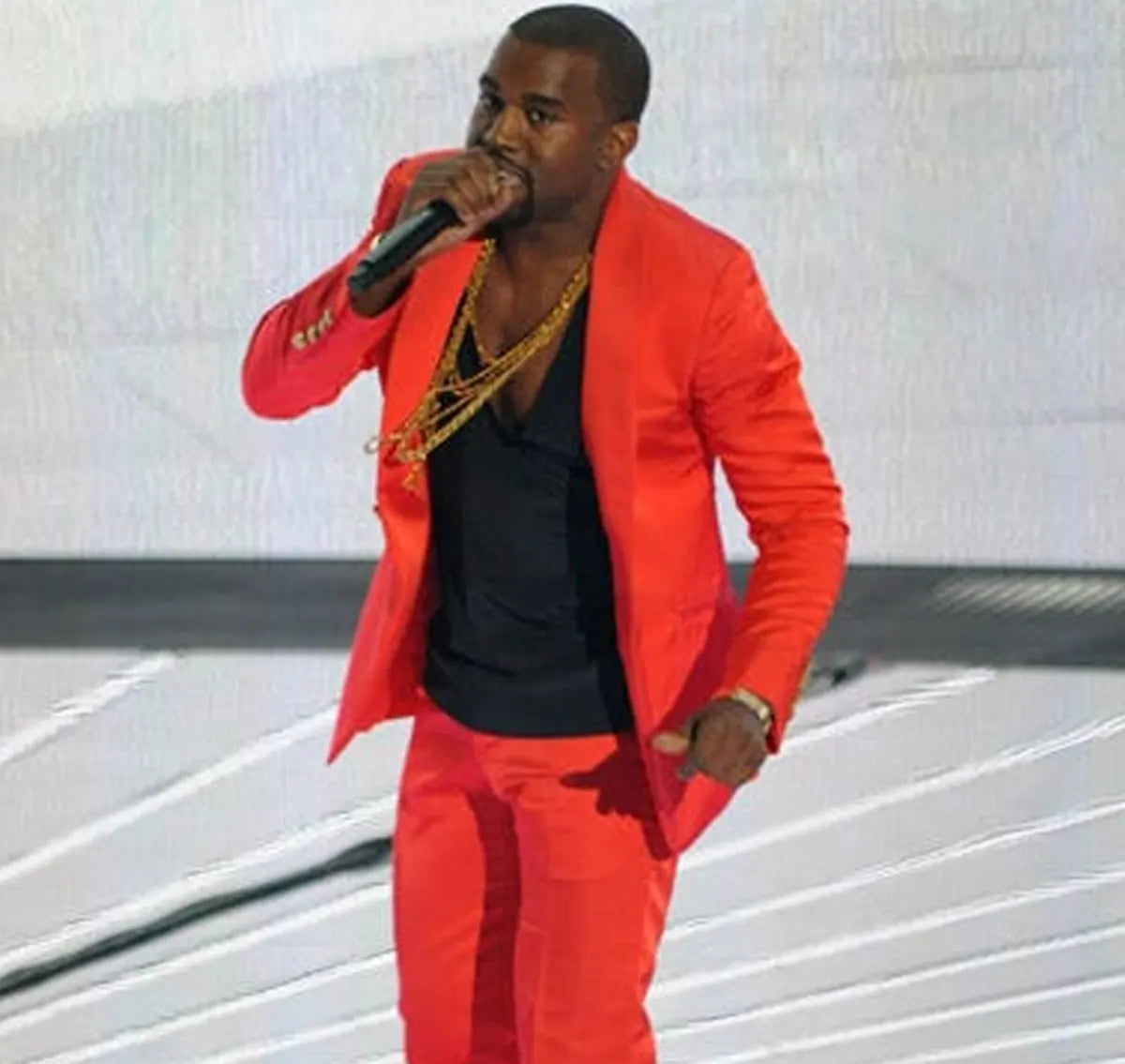 Kanye Red Suit