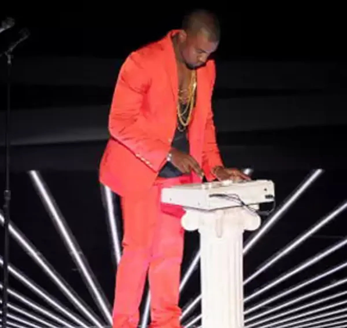 Kanye Red Suit