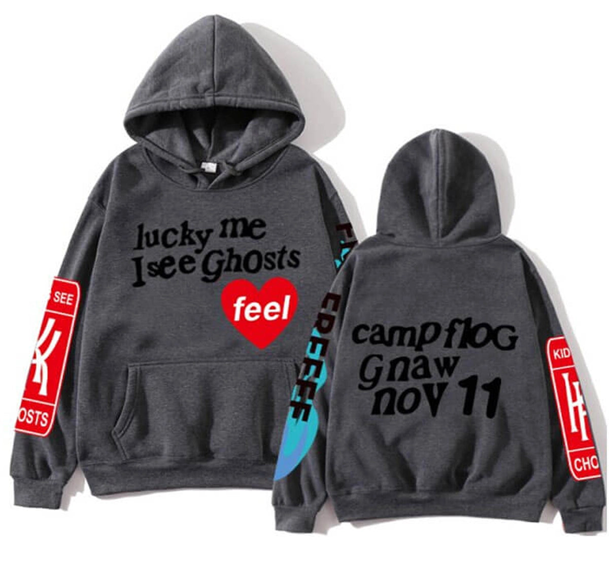 Kanye West Graffiti Letter Lucky me I see Ghosts Hoodie