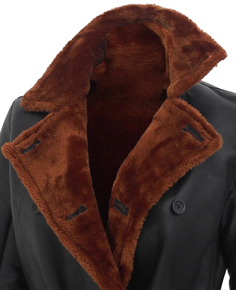 Double Breasted 3/4 Length Shearling Jacket For Women