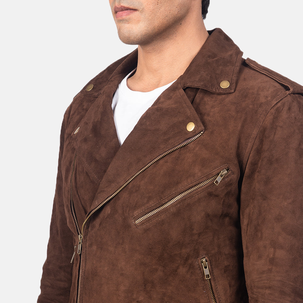 Brando Suede Leather Jacket Men, Chocolate Zing Apparel