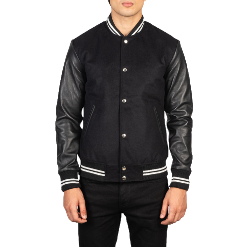 College Varsity Jacket Men, Black Zing Apparel