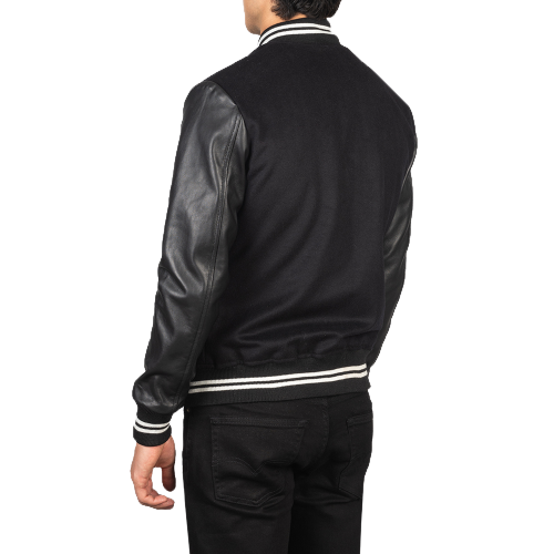 College Varsity Jacket Men, Black Zing Apparel