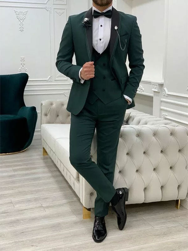 Mens Slim Fit 2 Piece Dark Green Wedding Suit