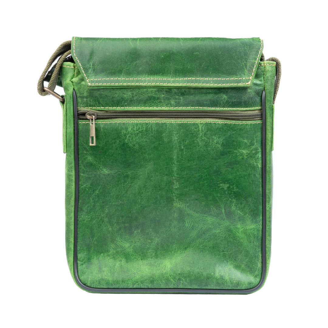 Vintage Leather Crossbody Bag, Green Zing Apparel