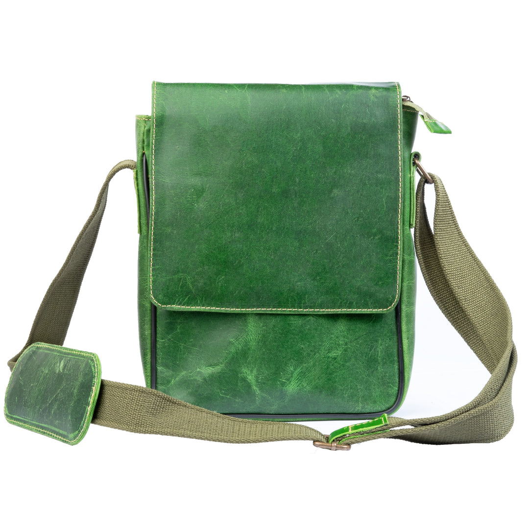 Vintage Leather Crossbody Bag, Green Zing Apparel