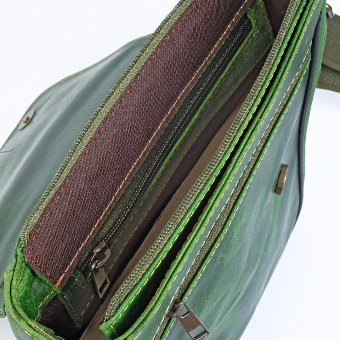 Vintage Leather Crossbody Bag, Green Zing Apparel