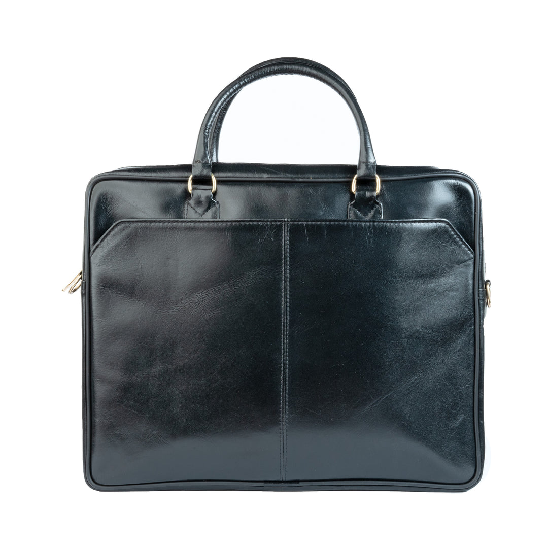 Premium Oil Pull Up Laptop Bag, Black